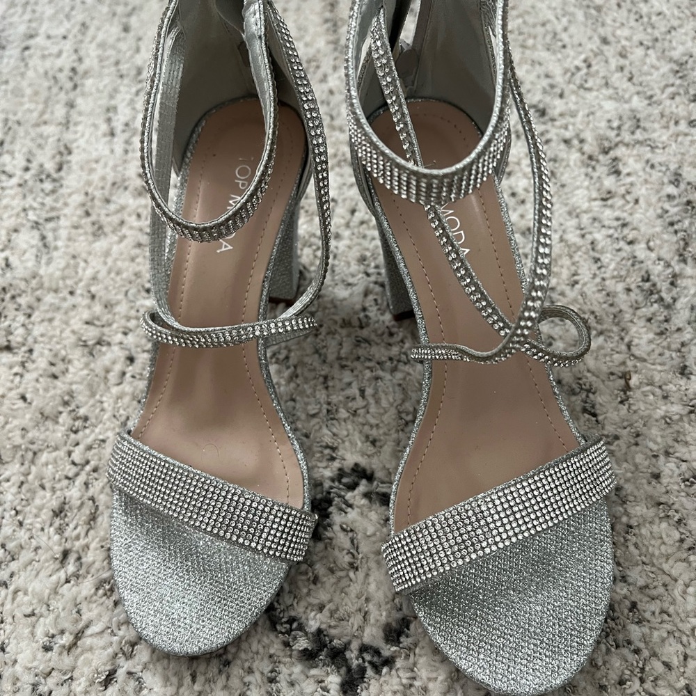 Silver sparkly heels. Size 8. Worn once!